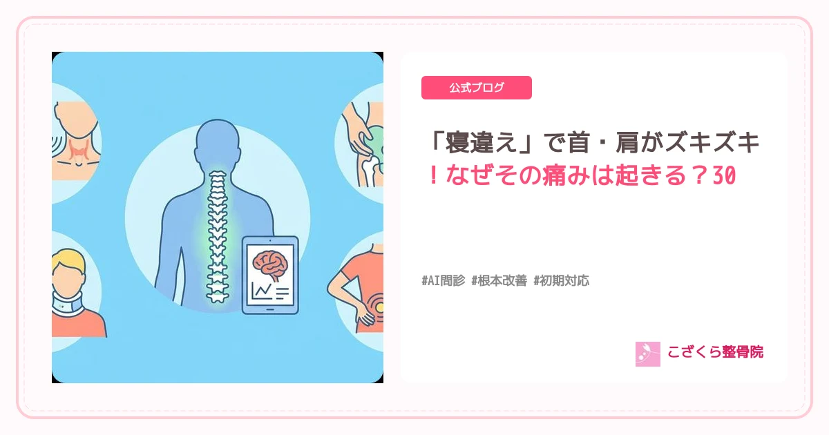 「寝違え」で首・肩がズキズキ！なぜその痛みは起きる？30代女性のケースから解説【京都市伏見区醍醐のこざくら整骨院】
