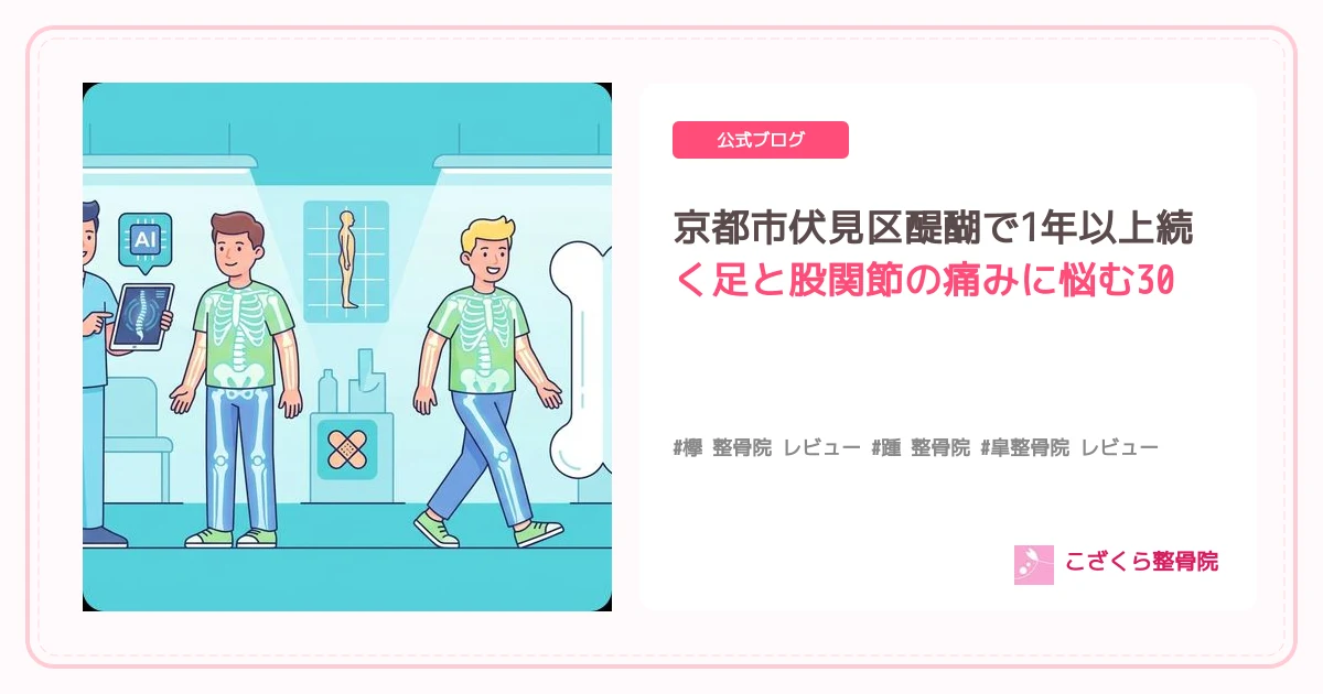 京都市伏見区醍醐で1年以上続く足と股関節の痛みに悩む30代女性へ｜こざくら整骨院の根本改善アプローチ
